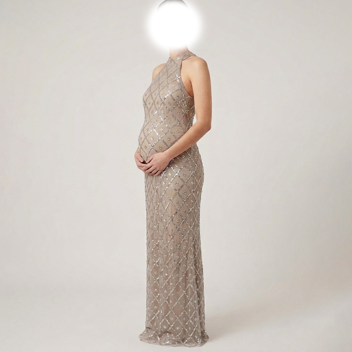 Robe beige strass